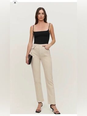 Reformation Cynthia High rise straight jeans 27 26 cream off-white almond